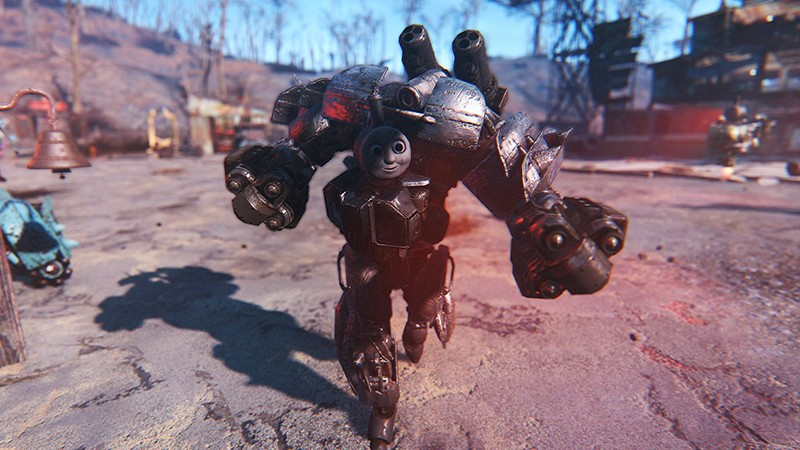 Illustration for article titled Fallout 4 Robots Are Way More Intimidating With a Thomas Head